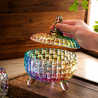 Flavents glazen snoep- en gedroogd fruit bewaarpot met deksel, kleurrijk gepersonaliseerd modern design, rond, voor de woonkamer