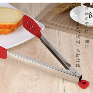 AKL Stainless Steel Silicone Tongs 304 Long Handle Heat Resistant Food <b>Clips</b> For BBQ Grilling Steak Serving - Product Image 4