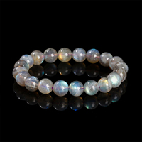 Bracelet Labradorite en perles de pierre de lune grise naturelle de qualité 5A, accessoire à la mode pour cadeau, anniversaire ou fête, vente en gros