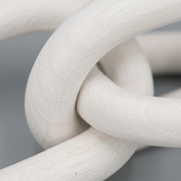 Chaîne décorative artisanale à 3 maillons en bois de paulownia blanc, effet blanchi, style minimaliste bohème, pour décoration intérieure, maillons elliptiques, pour étagère ou table