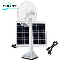 Chliss 18 pouces ventilateur de support solaire rechargeable à bas prix avec panneau solaire avec lumières