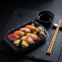 Boîtes à sushi en kraft brun jetables, recyclables, résistantes à l'huile, avec couvercles transparents