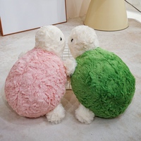Peluche de Tortuga Rizada y Esponjosa en Varios Tamaños, Juguete de Peluche Suave Rosa y Verde, Almohada de Animal de Peluche para Sofá, Compañero para Niños