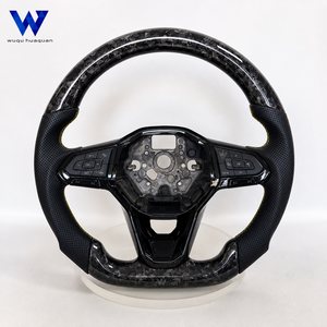 Volant en cuir et fibre de carbone forgée pour Volkswagen VW <span class=keywords><strong>Golf</strong></span> 4 5 6 7 7.5 8 MK4 5 6 7 7.5 8 R GTI GTD <span class=keywords><strong>GTE</strong></span>, testé rigoureusement - Product Image 1