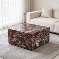 Tables basses modernes en marbre rouge Rosso Levanto, meubles de luxe pour hôtel, salon, ensemble de tables basses, socle bas
