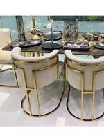 Vente en gros de tabouret haut de bar élégant et confortable à structure métallique de luxe et moderne avec dossier