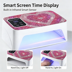 Lámpara UV LED para Uñas con Decoración de Corazón de Diamantes de Imitación, Diseño de Almohada para Manos, Luz de Curado de Gel para Dos Manos, Lámpara de Manicura para Salón de Uñas, Venta al por Mayor - Product Image 3