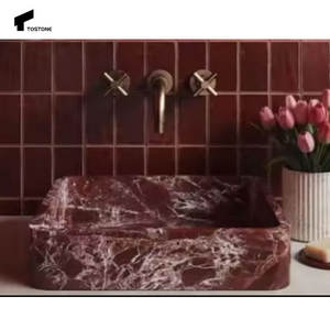 Тостон Италия Rosso Levanto красный натуральный мраморный туалетный столик для современной домашней виллы отель ванная комната умывальник интерьер украшения - Product Image 5