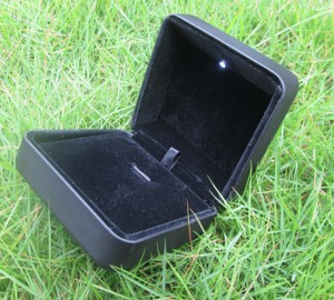 Estuche de Joyería de Plástico Negro de Lujo, Lacado, para Anillos y Colgantes, con Caja de Luz LED, para Bodas - Product Image 4