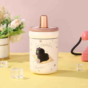 Cute Kitten Stainless Steel Vacuum <b>Flask</b> with Thermal Insulation Leak-Proof for Modern Design for Outdoor Use - Product Image 3