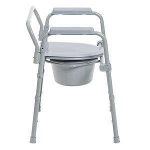 Silla de inodoro plegable de acero con reposabrazos para personas mayores - Product Image 2