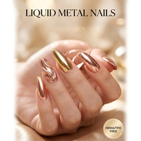 Lehchis – Ensemble de vernis à ongles liquide effet métallique 3D, super brillant, miroir chromé, or, argent, or rose, encre marbrée métallique, 5 couleurs