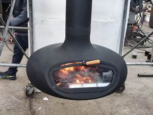 Chimenea <span class=keywords><strong>de</strong></span> Leña Suspendida Personalizada para Interiores <span class=keywords><strong>con</strong></span> <span class=keywords><strong>Puerta</strong></span> <span class=keywords><strong>de</strong></span> <span class=keywords><strong>Vidrio</strong></span> y Campana - Product Image 6