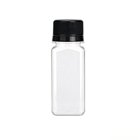 Bouteille carrée en PET transparent épaissi de 60 ml (2 oz) avec bouchon inviolable pour shot de gingembre, jus de fruits pressé à froid, boisson