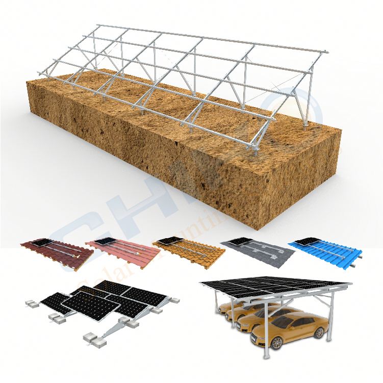 Cost effective solar panel ground mounting rack system single pole solar mount