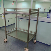 Chariot médical, mobilier d'hôpital, chariot à instruments, chariot médical mobile en acier inoxydable à 2 niveaux