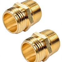 Adaptador de latón macho GHT NPT para manguera de jardín con cabeza hexagonal de 4 pulgadas