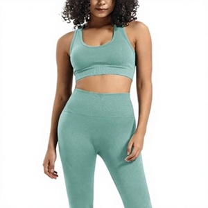 Women <b>Tummy</b> <b>Control</b> Workout <b>Leggings</b> with Matching High Support Sports Bra Stretchable <b>Gym</b> Running Fitness Activewear Set - Product Image 1
