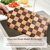 Planche à découper en bois massif à grain croisé, motif à carreaux personnalisé, avec poignée, épaisseur 2,5 cm, durable et éco-responsable, servant également de planche de boucher et de pelle à pizza