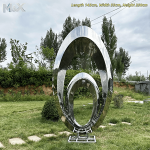 Escultura Ovalada Hueca <span class=keywords><strong>de</strong></span> Acero Inoxidable Grande Personalizada para Exteriores, Decoración <span class=keywords><strong>de</strong></span> Paisajes <span class=keywords><strong>de</strong></span> Parques, Técnica Pulida - Product Image 1