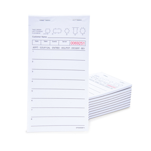 Blocs de tickets de facture numérotés 6,75 x 3,5 pouces, 50 feuilles par bloc, pour restaurants - Product Image 1