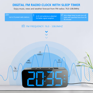 Orologio Digitale LED Radiocomandato con Grande Display Blu, Radio FM <span class=keywords><strong>Portatile</strong></span>, Sei Livelli di Controllo Luminosità, Sveglia 155*42*52mm - Product Image 6