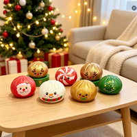 Boîte de jouets Squishy en forme de boulettes de Noël, 6 styles festifs en TPR à rebond lent, jouet anti-stress, boîte de présentation pour comptoir, vente en gros
