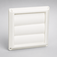 Grille d'aération murale carrée en aluminium à 4 lames, à fermeture automatique, avec moustiquaire intégrée
