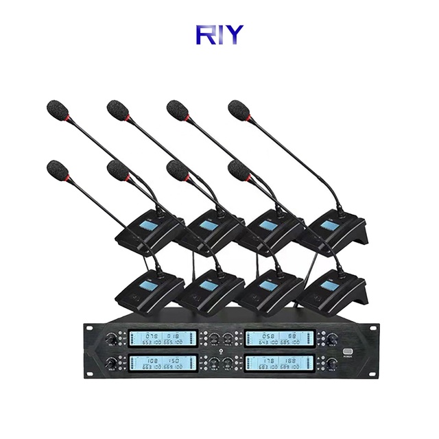 RIY-0901 8 Channel Pro UHF Wireless Microphone Gooseneck Conference Mic for Conference