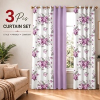 Lot de 3 rideaux à œillets imprimés floraux, occultants 100 % polyester, écologiques, prêts à poser pour salon
