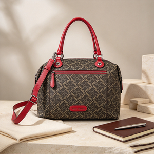 Bolso de Mano para Mujer, Diseño Vintage con Estampado de Tela Roja, Asa Superior, Correa Desmontable para Hombro y Cruzado - Product Image 4