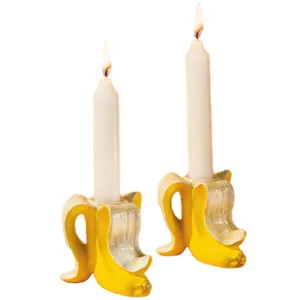 定制陶瓷食品水果形状蜡烛架黄皮去皮香蕉烛台架