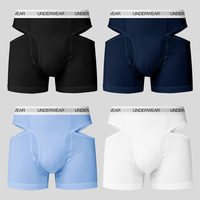Taille moyenne hommes Boxer slip classique Logo bande élastique caleçon ouvert mouche poche marque personnalisée hommes sous-vêtements respirants
