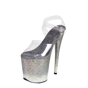 Scarpe <span class=keywords><strong>con</strong></span> <span class=keywords><strong>Tacco</strong></span> a Spillo Sexy in Acciaio, 20cm, Colore Sfumato <span class=keywords><strong>con</strong></span> Glitter, Punta Aperta, Lacci Frontali, Cerniera Laterale, Alta Qualità e Comfort - Product Image 1