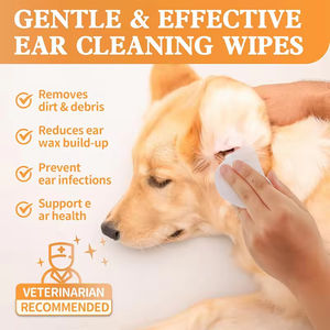 Usine étiquette personnalisée sans parfum doux et non irritant à base de plantes lingettes de nettoyage des oreilles des animaux de compagnie pour chiens et chats - Product Image 3