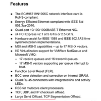 BCM95719N1905C Tarjeta de Formato Pequeño con 4 Puertos Ethernet 10/100/1000BASE-T X4 PCI Express OCP 3.0, 10/100/1000Mbps