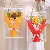 Cadeau de la Saint-Valentin pour les enseignants, fleurs en fil doux faites à la main (tournesols, roses), bouquet de fleurs préservées, boîte en PVC