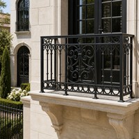 Rampe de balcon et d'escalier en fer forgé galvanisé noir, sur mesure, élégante et contemporaine, pour hôtels résidentiels et villas, artisanale et facile à installer