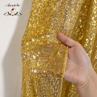 Panel latar belakang jala payet ANNIELU Gold Glitz 3MM, ukuran 10x10 kaki, tirai payet berkilauan untuk pesta pernikahan, stan foto, dan panggung.