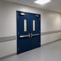 Porte extérieure en acier ignifugée 180 minutes certifiée WH avec barre de poussée, porte métallique d'évacuation d'urgence pour projet de bâtiment commercial aux États-Unis