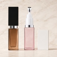 Flacon carré en verre premium 6-8 ml pour brillant à lèvres avec applicateur en alliage de zinc, emballage cosmétique pour huile essentielle à lèvres, personnalisation OEM couleur et logo