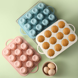 Moule à <span class=keywords><strong>cannelés</strong></span> 12 cavités - Plaque de cuisson cylindrique cannelée pour desserts français, puddings, gelées et gâteaux à la mousse, outil pour usage domestique - Product Image 2