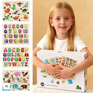 Rompecabezas de Madera con Letras, Números y Animales, Juguete Sensorial Educativo Montessori para Niños Preescolares y Bebés - Product Image 5