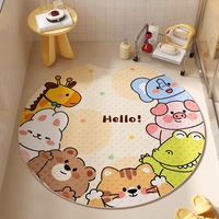 Tapis de douche léger, imperméable, en PVC, antidérapant, à motif de dessin animé, de forme ronde, pour la salle de bain