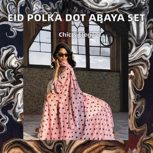 Sharut EID Ramadán Elegante Ropa Islámica Cardigan Verano Clásico Vestido Abaya con Puntos Abierto Conjunto Hiyab Poliéster Largo - Product Image 2