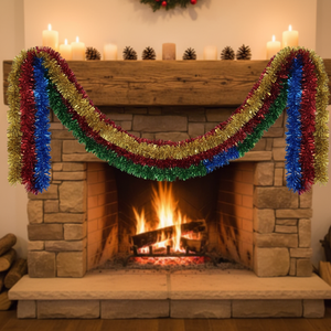 Pita Garland Pohon Natal Laris Manis Lintas Negara, Serat Warna-Warni, Hiasan Bulu, Kawat Logam, Desain Dapat Disesuaikan 2M - Product Image 6