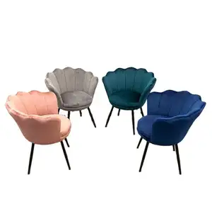 wholesales coffee chairs Modern luxury wooden legs arm accent green velvet fabric covers upholstered dining dinning chairs