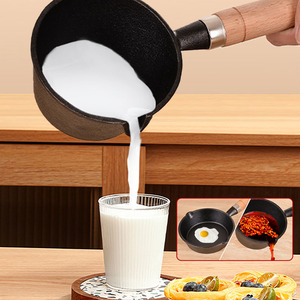 Sartén antiadherente de hierro fundido más vendida, sartén no recubierta <span class=keywords><strong>para</strong></span> huevos fritos, sartén <span class=keywords><strong>para</strong></span> bistec frito, sartén de hierro fundido con mango de madera - Product Image 5