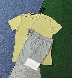 Conjunto Deportivo de 2 Piezas para Hombre, Ligero, Transpirable, de Secado Rápido, Cintura Elástica, Camiseta de Manga Corta, Pantalones Cortos Sólidos, para Gimnasio, Running - Product Image 5
