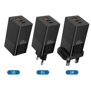 2021 New Product 65w GaN Charger QC4.0 PD3.0 Quicker USB Charger Type-C PD Mobile Phone Adapter Wall Charger